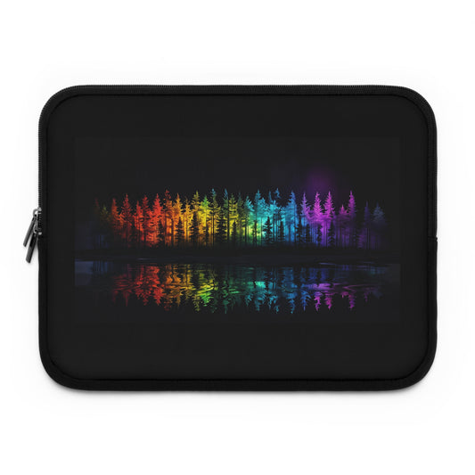 Colorful Forest Reflection Laptop Sleeve, Nature Lover Gift, Student Essential, Travel Accessory, Tech Organizer, Forest Decor