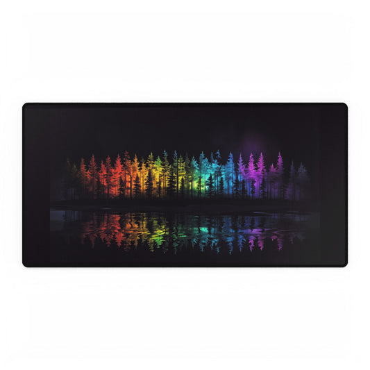 Vibrant Rainbow Forest Desk Mat - Colorful Desk Pad, Home Office Decor, Gamer Mat, Unique Gift, Nature Lover's Accessories
