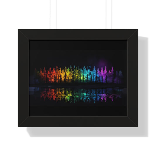 Colorful Forest Reflection Framed Poster | Art Print for Home Decor, Wall Art, Nature Lovers, Gift Idea, Rainbow Art