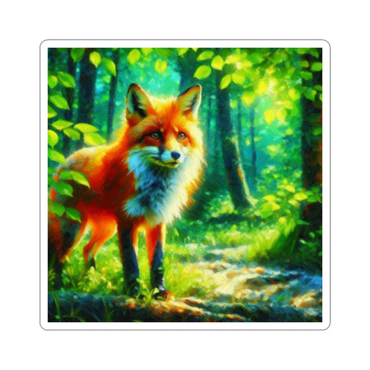 Vibrant Forest Fox Kiss-Cut Sticker | Nature Lover Gift, Laptop Decor, Wildlife Art, Eco-Friendly Accessories, Playful Home Decor