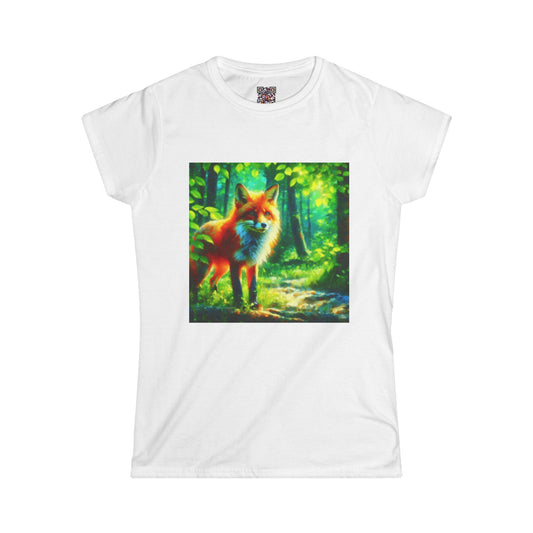 Forest Fox Women's Softstyle Tee, Nature Lover Shirt, Gifts for Animal Lovers, Cute Wildlife Top, Eco-Friendly Fashion