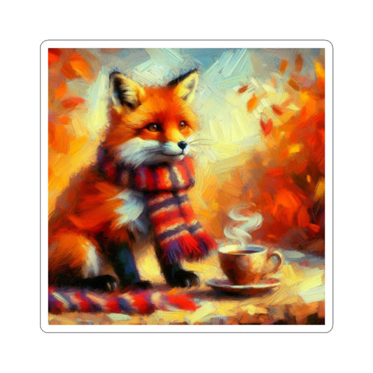 Autumn Fox Kiss-Cut Stickers, Cozy Sticker for Laptop, Fall Decor, Animal Lover Gift, Cute Fox Decor